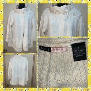 Focus Lifestyle Cardigan SWEATER SZ S CREAM